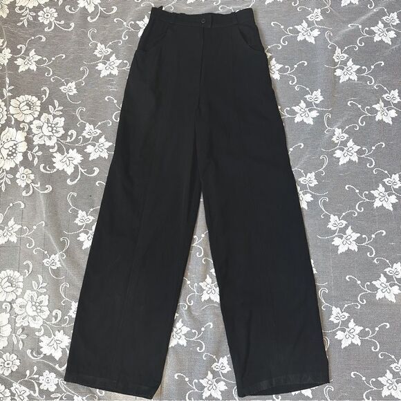 Vintage 80’s Chanel High Waisted Wide Leg Black Trousers - Picture 1 of 16